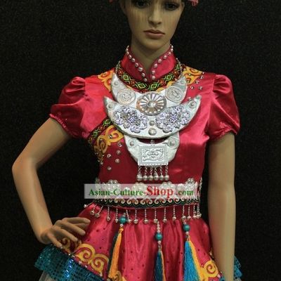 Traditional Chinese Ethnic Minority Clothing and Hat for Women