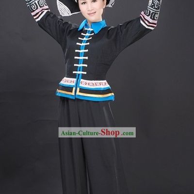Chinese Stage Performance Dance Costumes and Hat Complete Set for Women