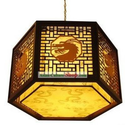 Chinese Classical Wooden Dragon Hanging Lantern