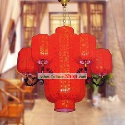 Lucky Red Chinese Dragon Lanterns Set