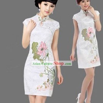 Chinese White Lotus Qipao