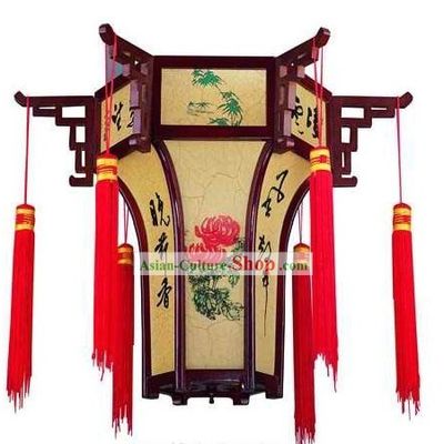 Traditional Chinese Wooden and Parchment Palace Lantern