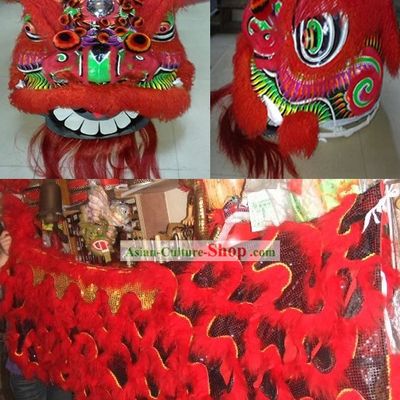 Red Business Opening Ceremony Guan Yu Lion Dance Costume Complete Set