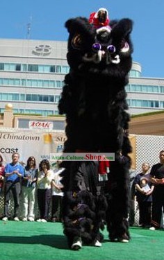 Cool Black Long Wool Lion Dancing Costume Complete Set