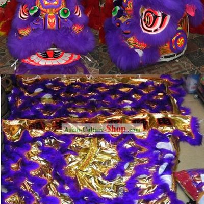 Purple Long Wool Lion Dance Costume Complete Set