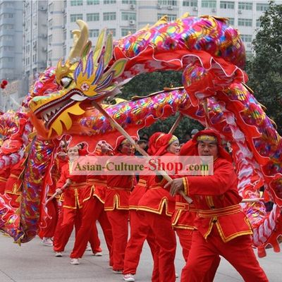 Chinese New Year Celebration Red Rainbow Competition and Parade Dragon Dance Costumes Complete Set