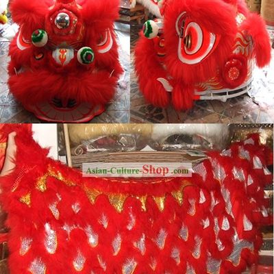Competition and Parade Fluorescent Southern Lion Dance Head and Costume Complete Set