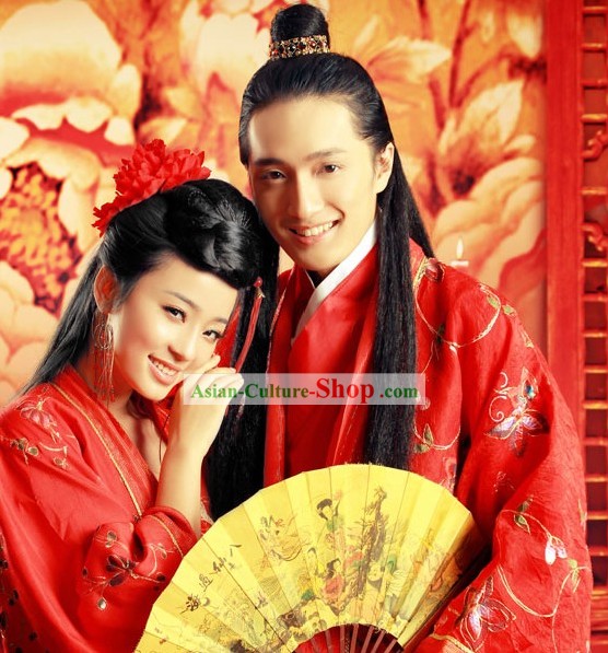Ancient Bride and Bridegroom Wedding Dress 2 Sets