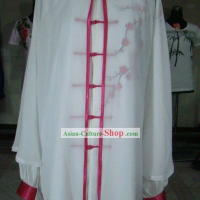 Traditional Chinese Plum Blossom Silk Wu Shu Clothing and Veil Set
