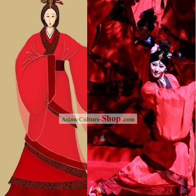 Ancient Chinese Red Imperial Dance Costumes for Women