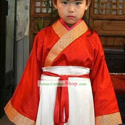 Ancient Chinese Red Festival Celebration Clothing for Kids