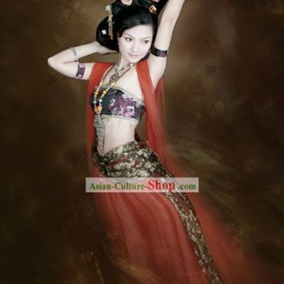 Chinese Tang Dynasty Red Dunhuang Feitian Dance Costumes