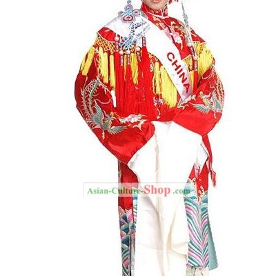 Traditional Chinese Beauty Peagant Contest Costumes and Phoenix Crown