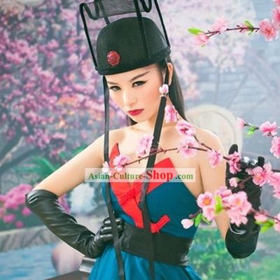 Modern Chinese Hanfu Stage Performance Costumes and Hat for Women