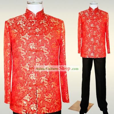 Traditional Chinese Wedding Dragon Suit for Men