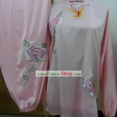 Chinese Silk Butterfly and Flower Kung Fu Contest Uniform for Women