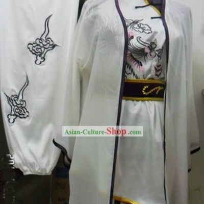 Chinese Silk Dragon Kung Fu Coach Uniform and Veil for Women