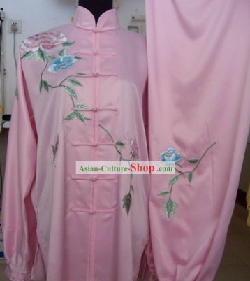Chinese Silk Flower Butterfly Love Kung Fu Competition Suit