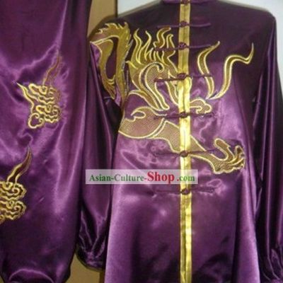 Traditional Chinese Long Sleeve Dragon Silk Kung Fu Suit