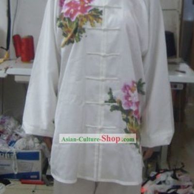 Chinese Embroidered Flower Silk Wushu Costumes Set