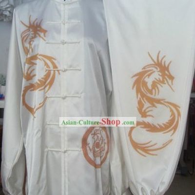 Chinese Hand Painted Dragon Silk Wushu Costumes Set for Men