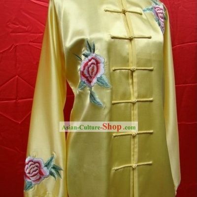 Chinese Peony Silk Kung Fu Costume