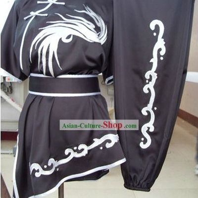 Traditional Chinese Silk Embroidered Crane Martial Arts Suit