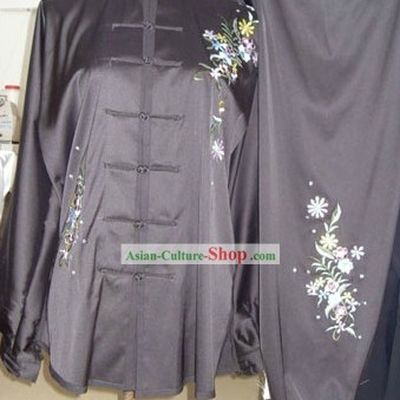 Traditional Chinese Silk Embroidered Flower Suit