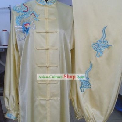 Traditional Chinese Silk Embroidered Dragon Tai Chi Suit