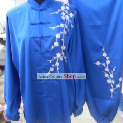 Traditional Chinese Silk Embroidered Flower Tai Chi Suit