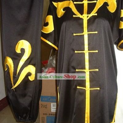 Traditional Chinese Short Sleeve Silk Embroidered Tai Chi Uniform for Men