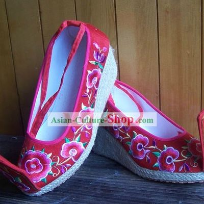 High Heel Embroidered Flower Wedding Shoes for Women