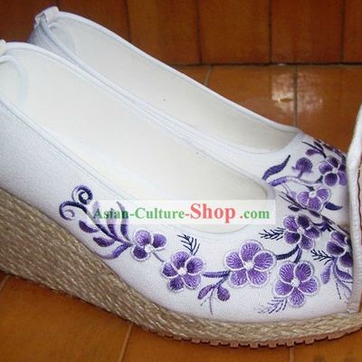 High Heel Embroidered Flower Shoes for Women