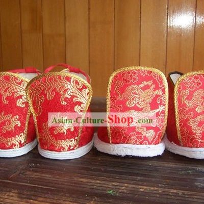 Traditional Chinese Bride and Bridegroom Wedding Shoes 2 Pairs