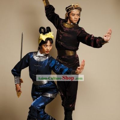 Ancient Chinese Style Kung Fu Suit and Hair Accessories for Women