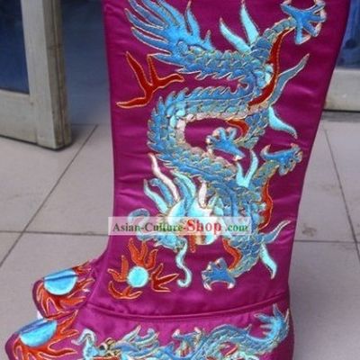 Traditional Chinese Embroidered Dragon Boots