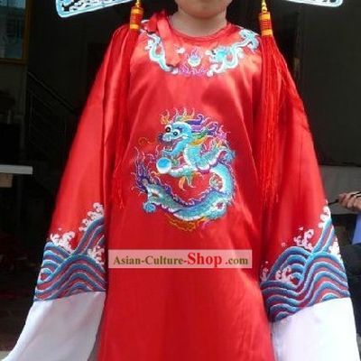 Chinese Cai Shen Costume and Hat for Kids