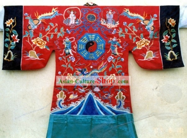 Chinese Classical Embroidered Dragon Taoist Robe