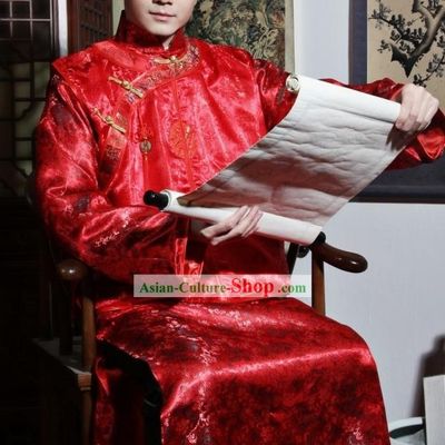 Traditional Chinese Red Wedding Clothing for Men