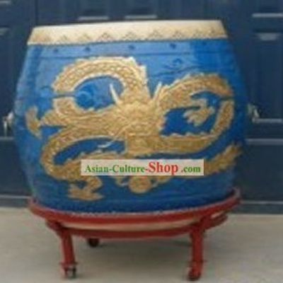 Traditional Chinese Blue Dragon Drum