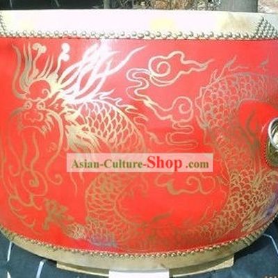 Traditional Chinese Red Dragon Drum