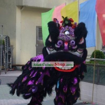 Black Long Wool FUT SAN Lion Dance Costume Complete Set