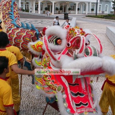 Supreme Long Wool Blue Dragon Dance Costumes Complete Set
