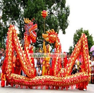 Professional Stage Performance Red Shinning Dragon Dance Costume Complete Set