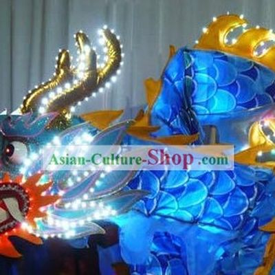 Electric Luminous Blue Dragon Dance Costumes Complete Set
