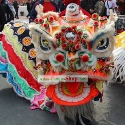 Old Style FUT SAN Southern Liu Bei Lion Dance Head and Costume Complete Set