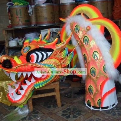 Adult Size Phoenix Tail Pattern Luminous Dragon Dancing Costumes Complete Set