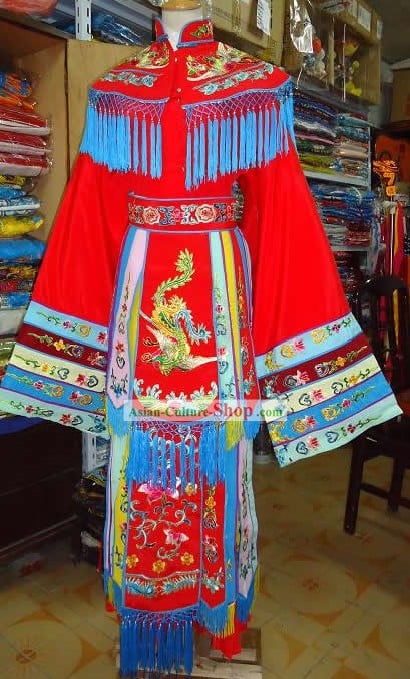 Handmade Embroidered Red Phoenix Costumes