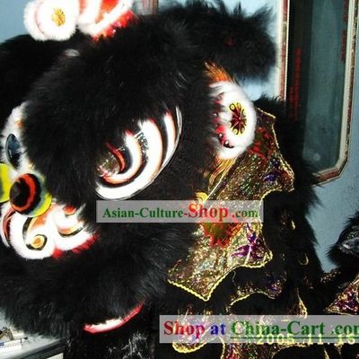 Supreme Black Wool Lion Dance Costume Complete Set