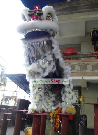 Supreme Luminous White Wool Lion Dancing Costume Complete Set